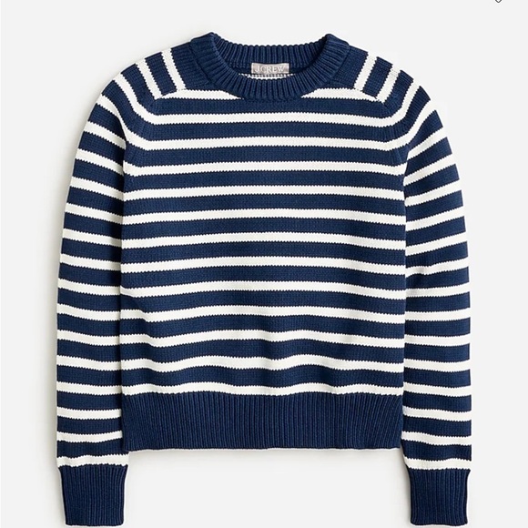 J crew Relaxed pullover sweater in stripe navy ivory - Picture 4 of 5